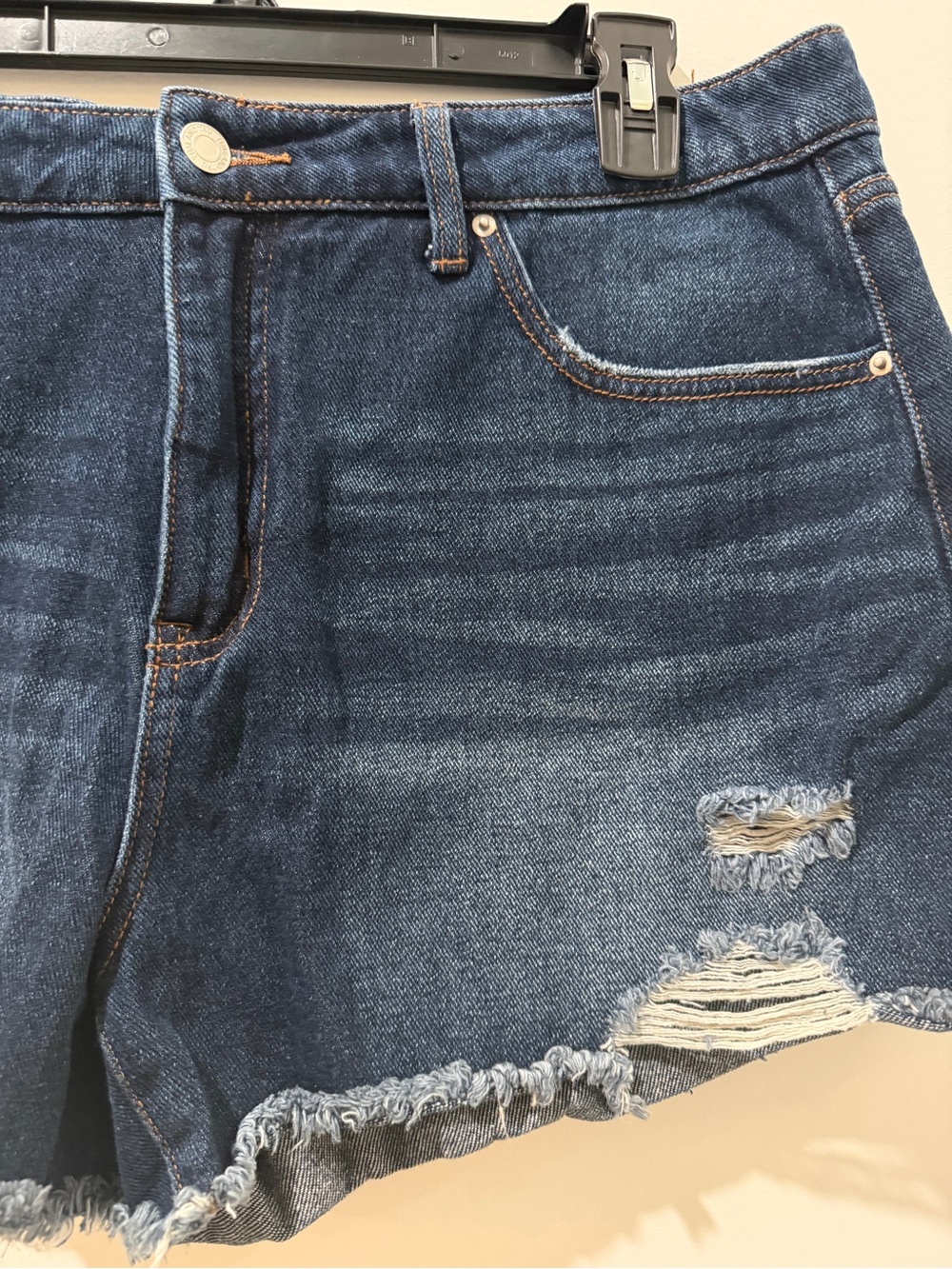 Time and Tru Dark Indigo Distressed Jean Shorts - Picture 3 of 8